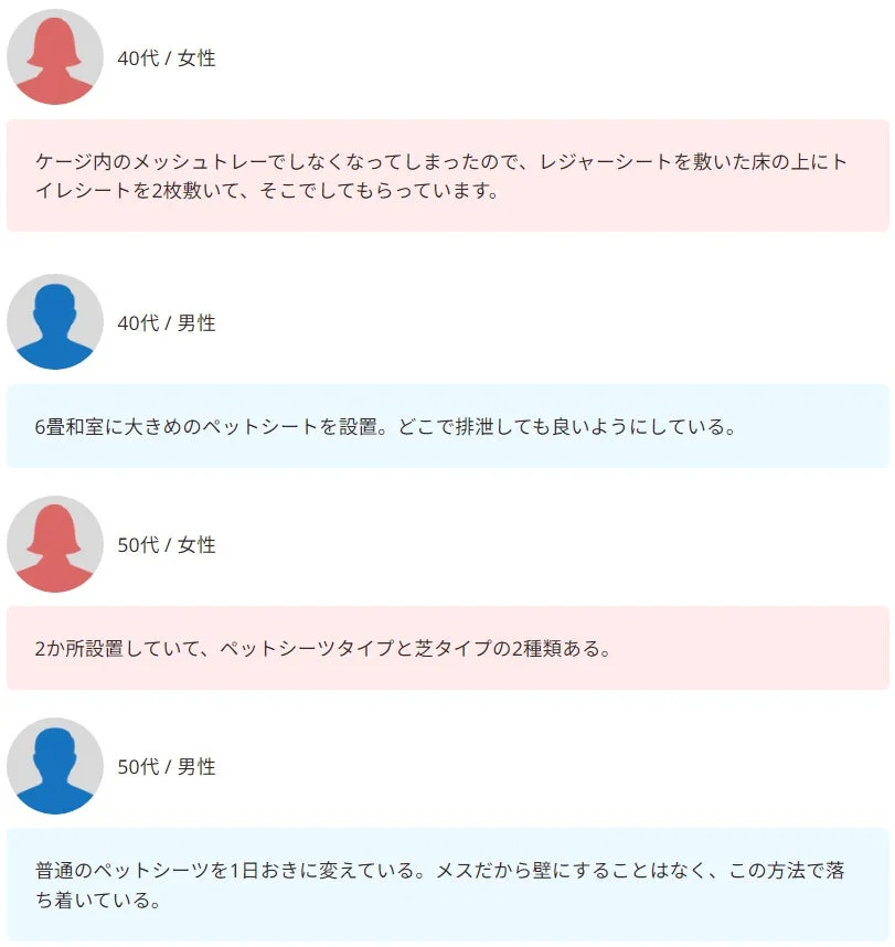 ペットシーツのみの活用例