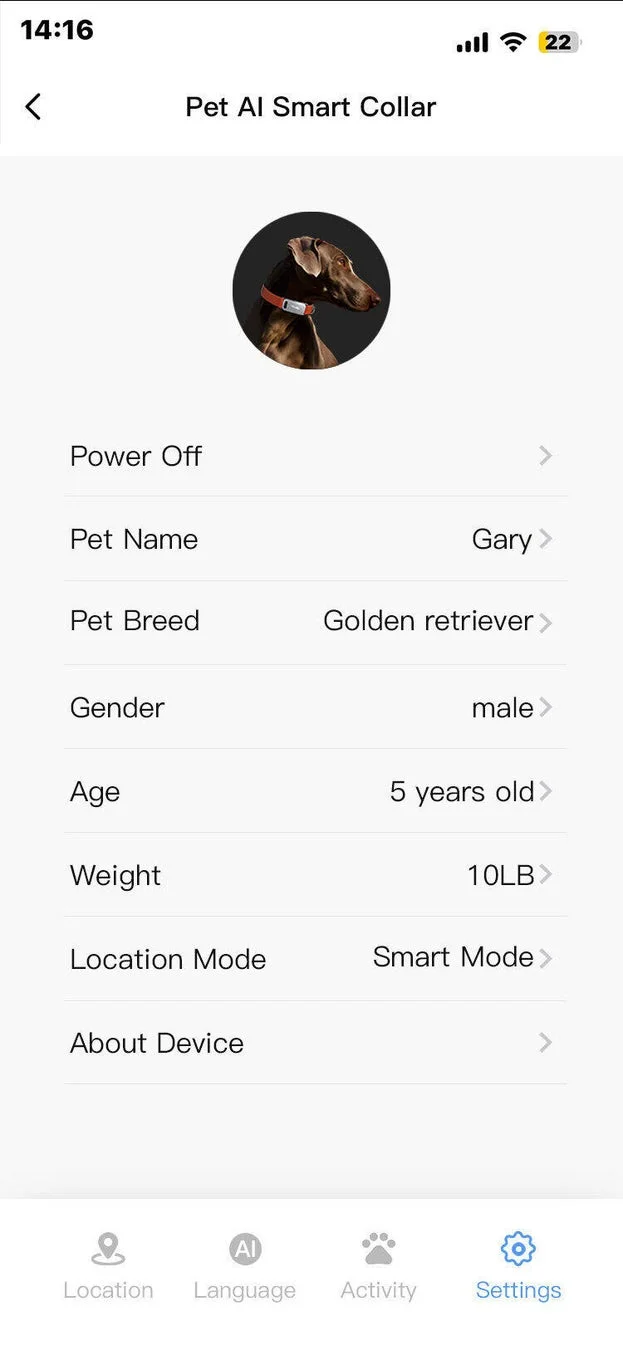 Mibuddyアプリ設定画面